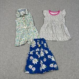 Lot of 3 Baby Girls Clothes 6M Multicolor Floral Polka Dot Summer Outfits Cotton